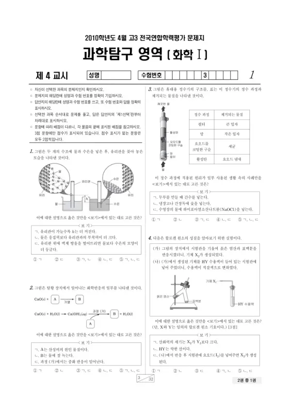 2010년 4월 고3 학평(경기) 화학I