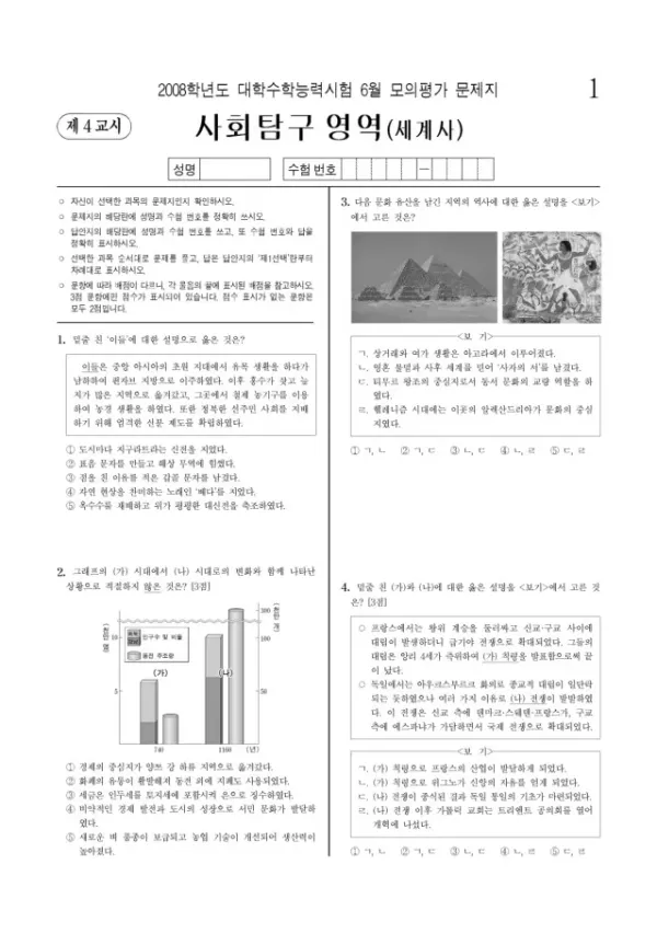 2008학년도 6월 모평(평가원) 세계사