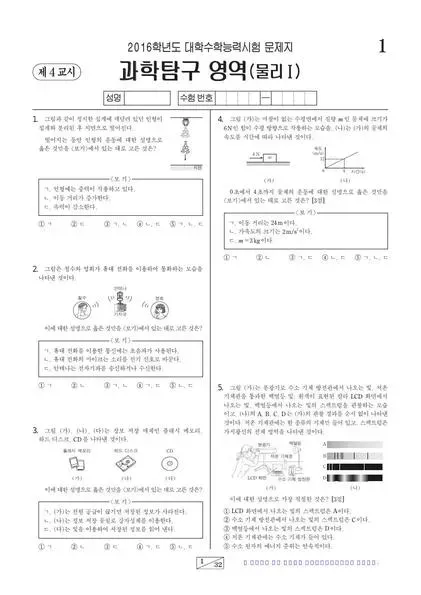 2016학년도 수능 물리 I