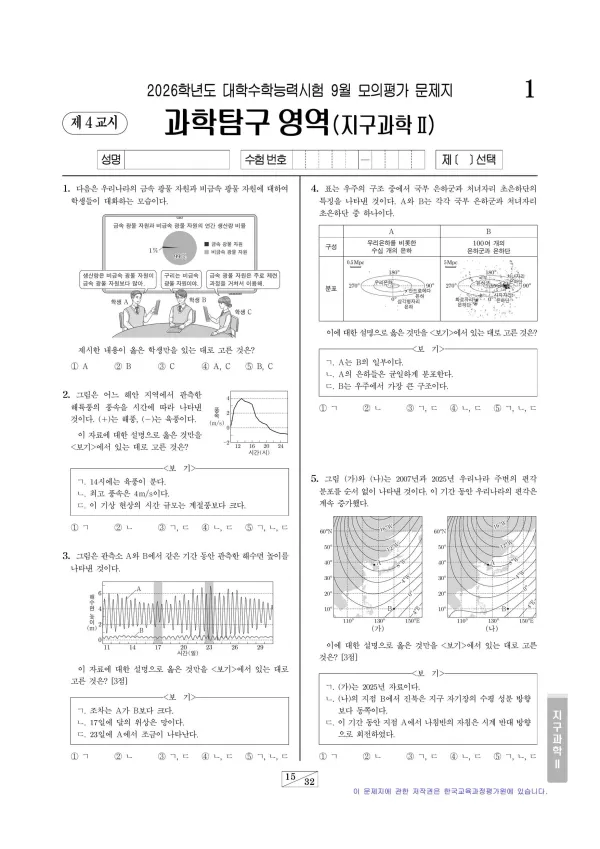 2026년 9월 고3 과학탐구 지구과학 II