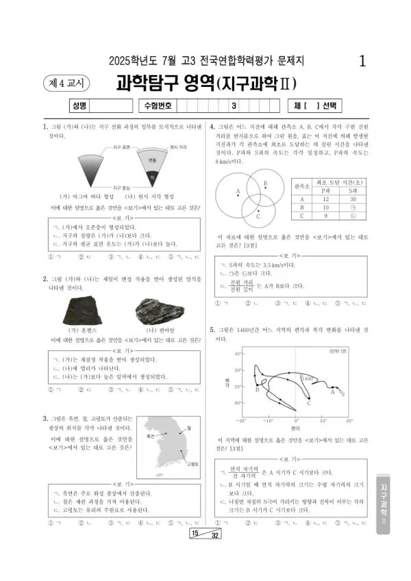 2025년 7월 고3 학평(인천) 지구과학II