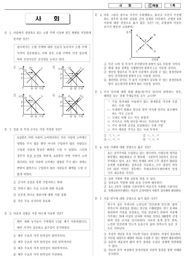 2016년 제1회 지방공무원 9급 사회 (C)