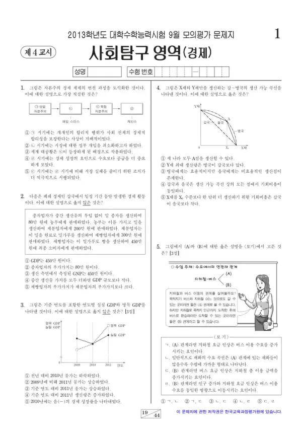 2013학년도 9월 모평(평가원) 경제