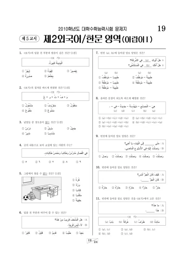 2010학년도 수능 아랍어I