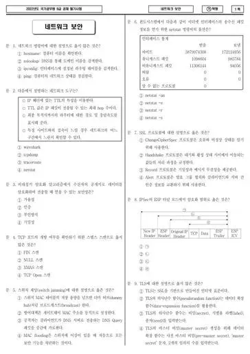 2022년 국가공무원 9급 네트워크 보안 (가)