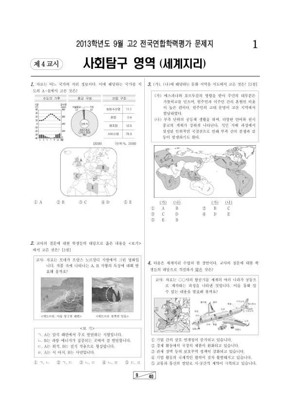 2013년 9월 고2 학평(인천) 세계지리