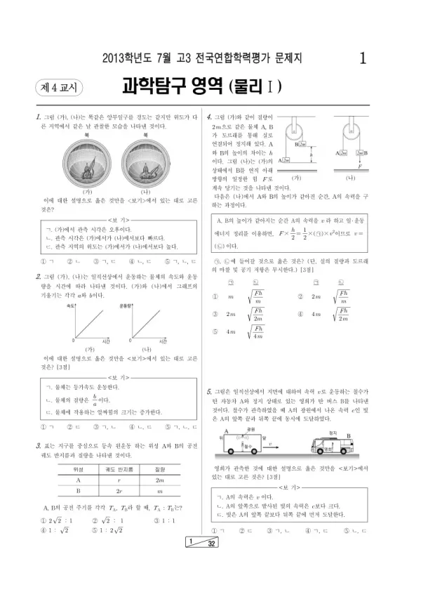 2013년 7월 고3 학평(인천) 물리I