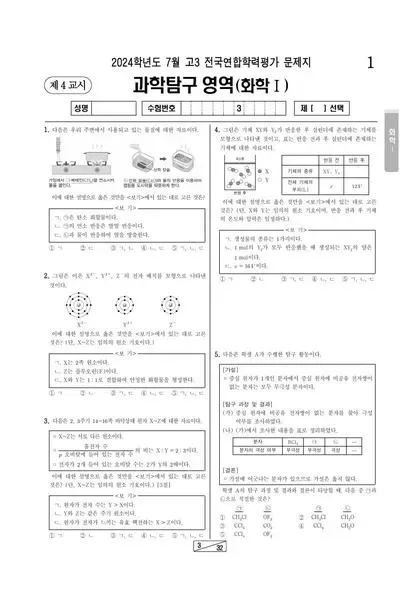 2024년 7월 고3 과학탐구 화학 I