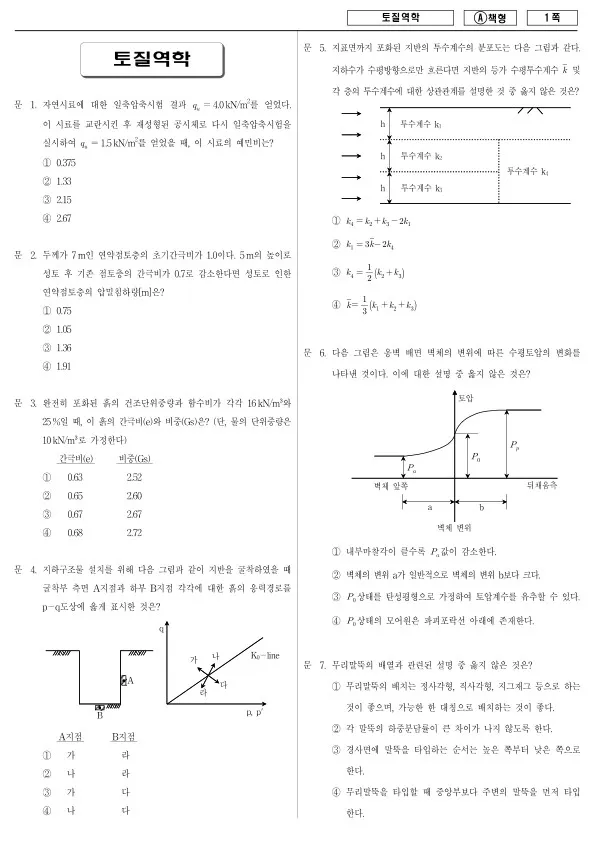 2014년 국가공무원 7급 토질역학 (A)