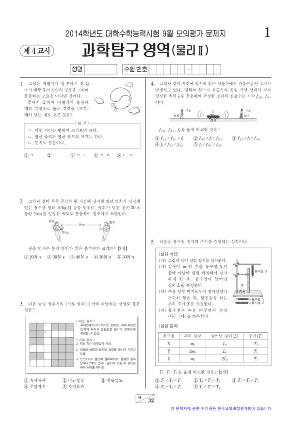 2014학년도 9월 모평(평가원) 물리II