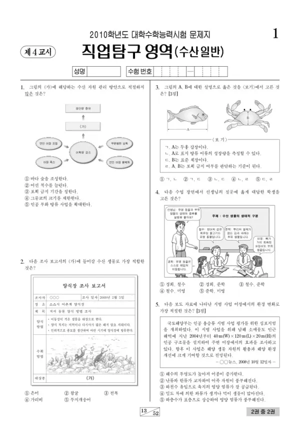 2010학년도 수능 수산일반