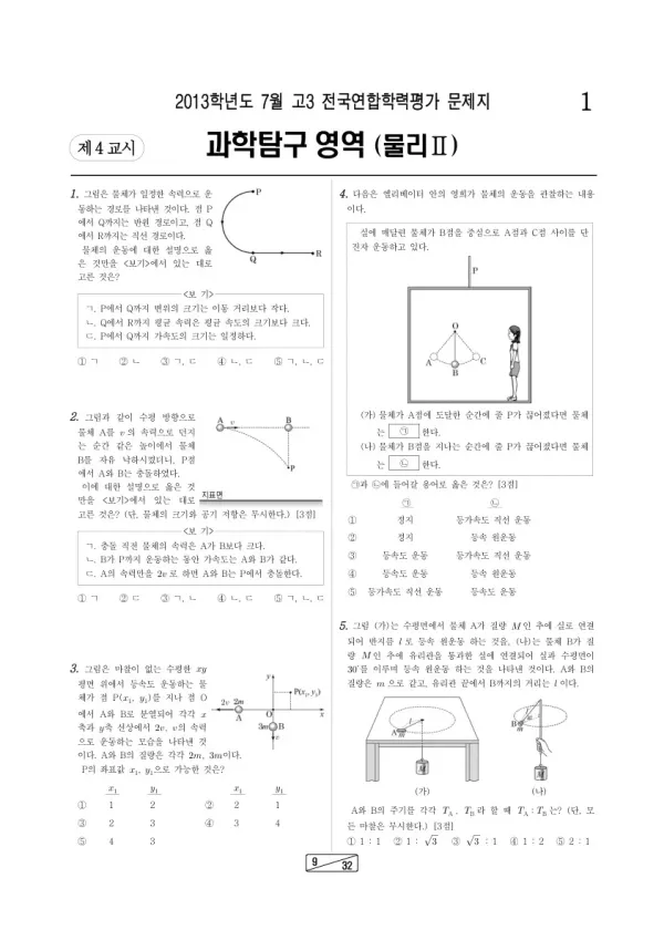 2013년 7월 고3 학평(인천) 물리II