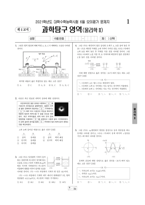 2021년 6월 고3 과학탐구 물리학 II