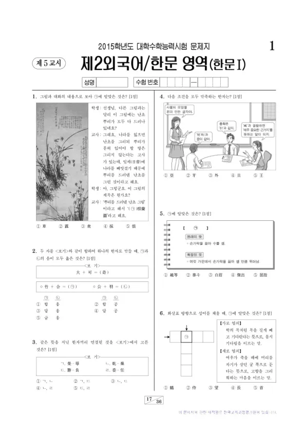 2015학년도 수능 한문