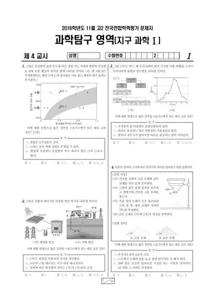 2016년 11월 고2 과학탐구 지구과학 I