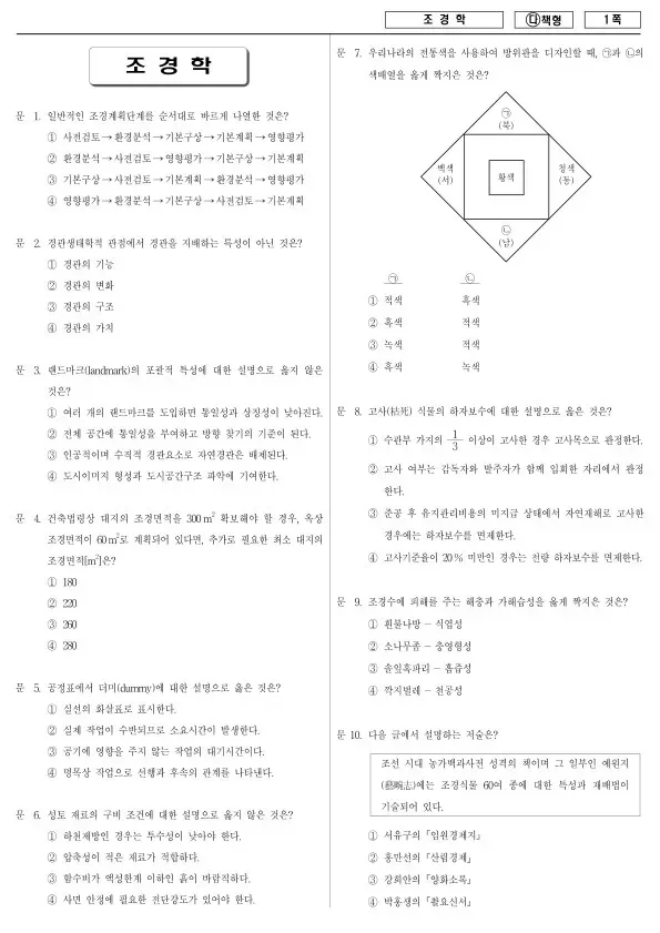 2017년 국가공무원 7급 조경학 (다)