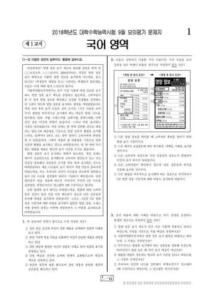 2018년 9월 고3 국어