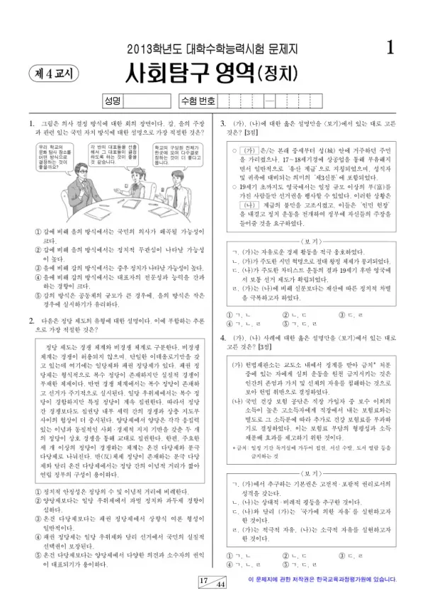 2013학년도 수능 정치