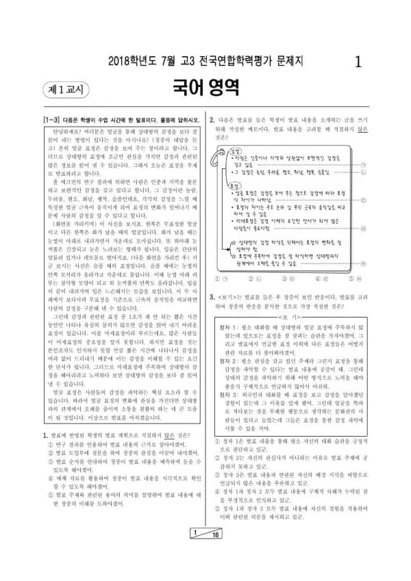 2018년 7월 고3 학평(인천) 국어