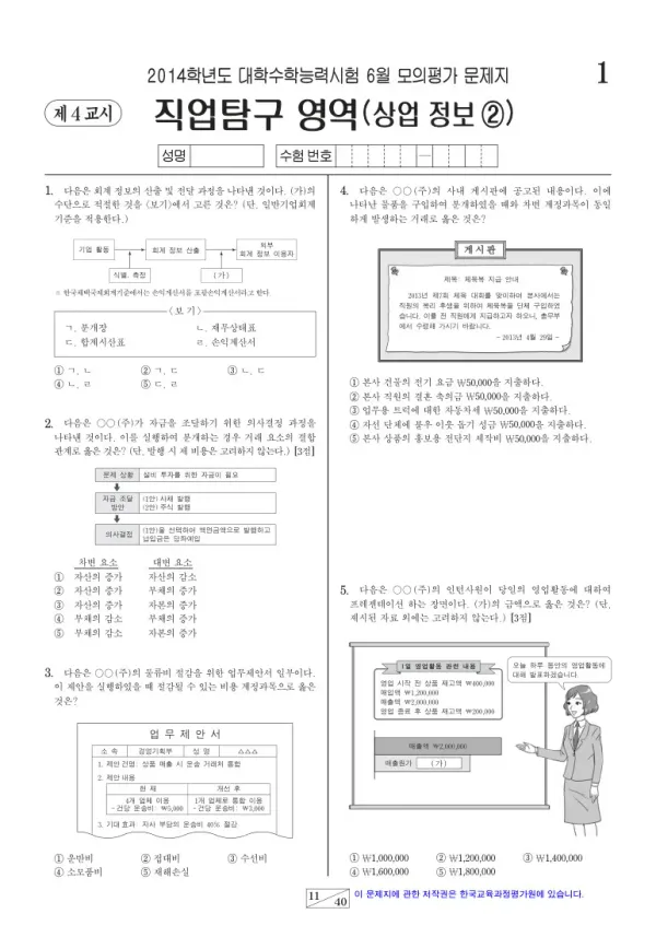 2014학년도 6월 모평(평가원) 상업정보2