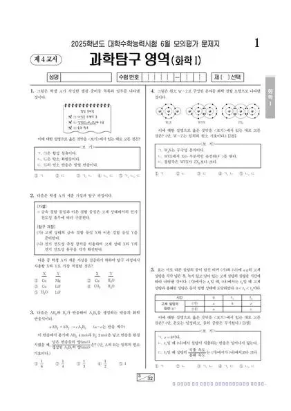 2025년 6월 고3 과학탐구 화학 I