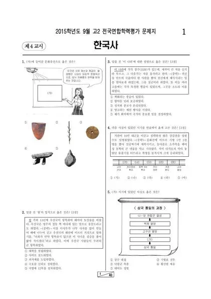 2015년 9월 고2 학평(인천) 한국사