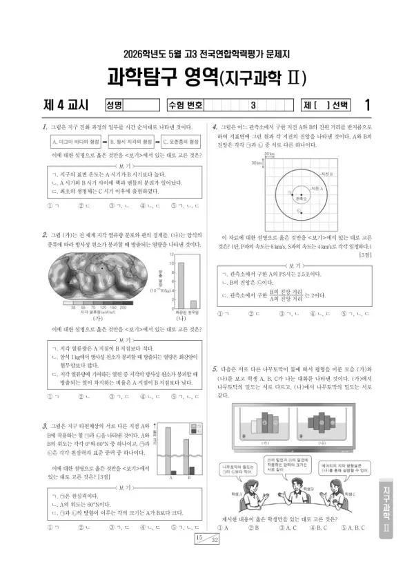 2026년 5월 고3 학평(경기) 지구과학II