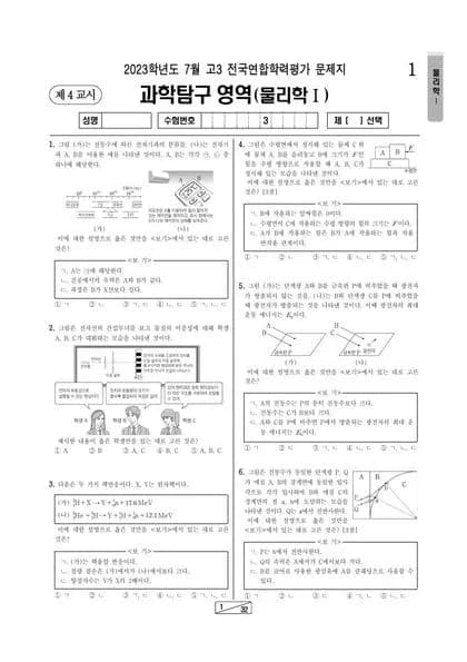 2023년 7월 고3 과학탐구 물리학 I 썸네일 이미지