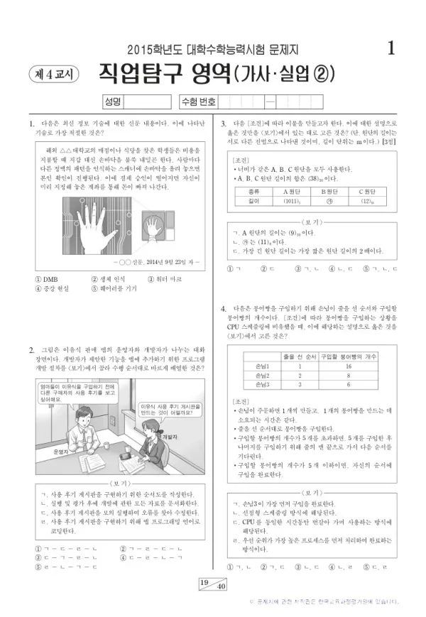 2015학년도 수능 가사실업2