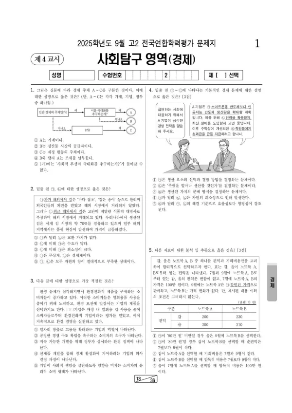 2025년 9월 고2 경제