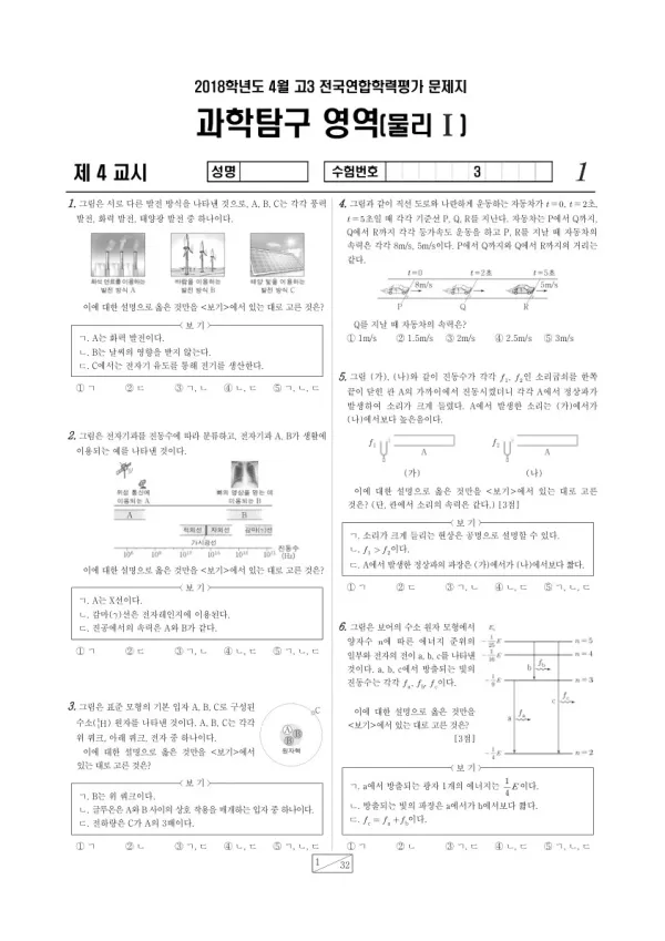 2018년 4월 고3 학평(경기) 물리I
