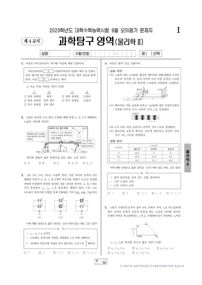 2023년 9월 고3 과학탐구 물리학 II 썸네일 이미지