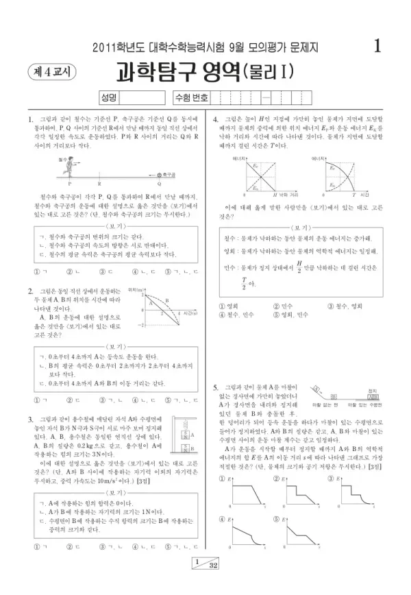 2011학년도 9월 모평(평가원) 물리I