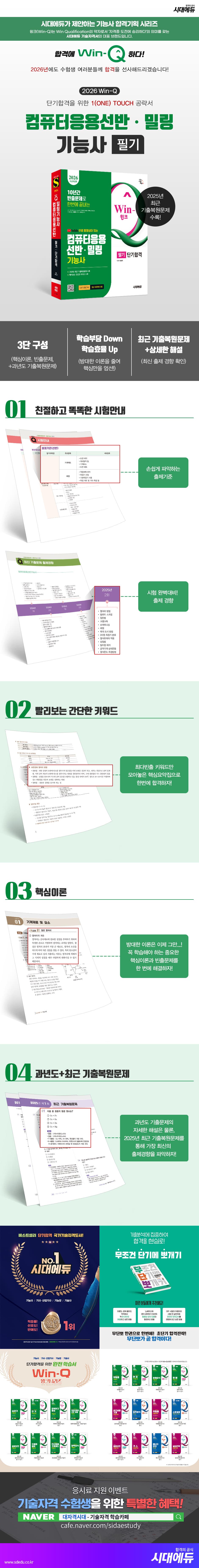 2026 시대에듀 무료 동영상이 있는 Win-Q 컴퓨터응용선반·밀링기능사 필기 단기합격 2