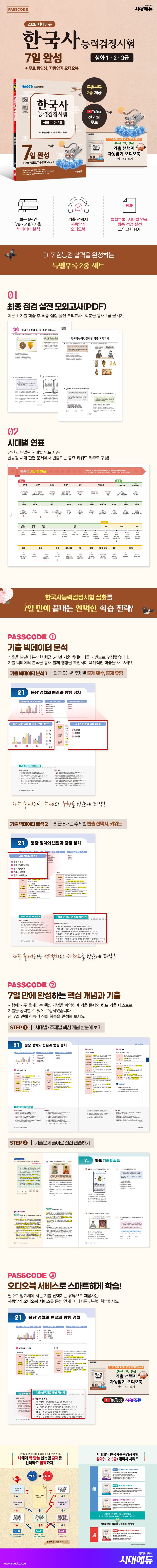 2026 시대에듀 한국사능력검정시험 7일 완성 심화(1ㆍ2ㆍ3급)+무료 동영상, 자동암기 오디오북 2